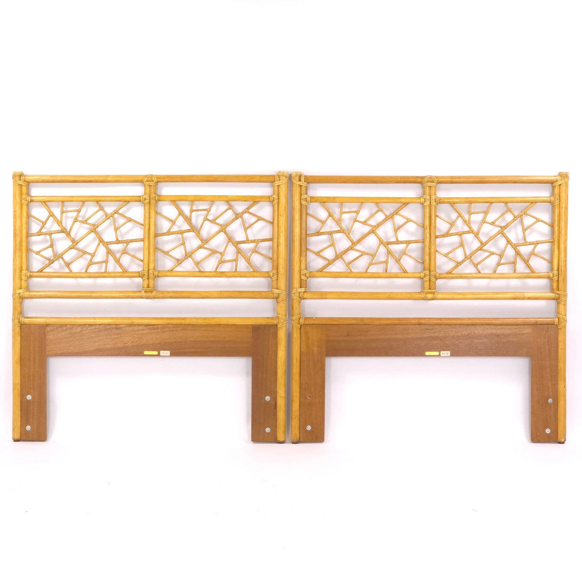 Vintage McGuire of San Francisco "Cracked Ice" Rattan Headboards - 2 Twin / King