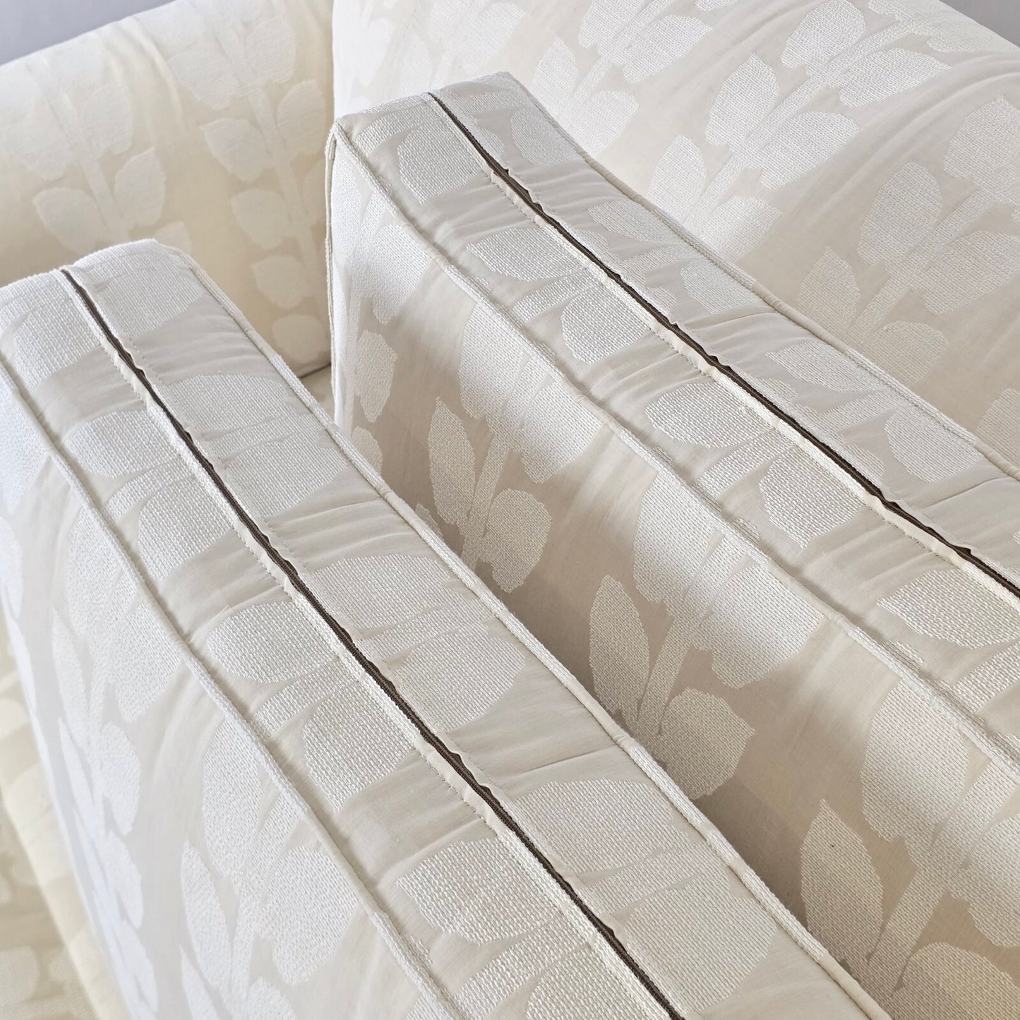 Kravet Luxury Custom Upholstered Sofa - Cream Botanical Print (87")