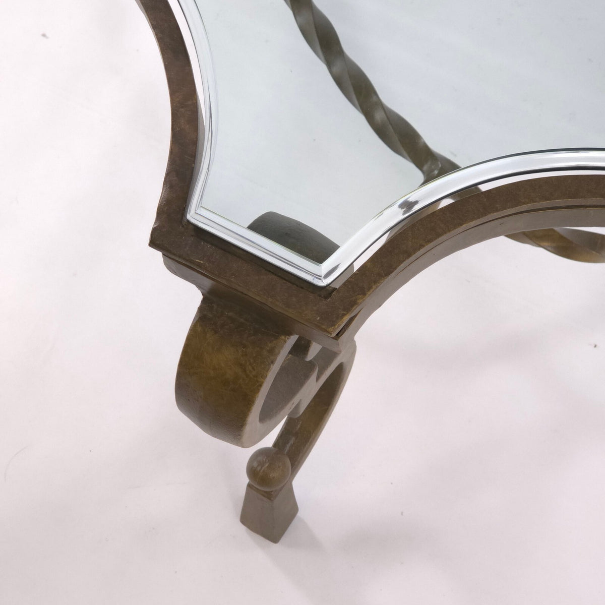 Vintage Hollywood Regency Gilt Wrought Iron & Beveled Glass Coffee Table