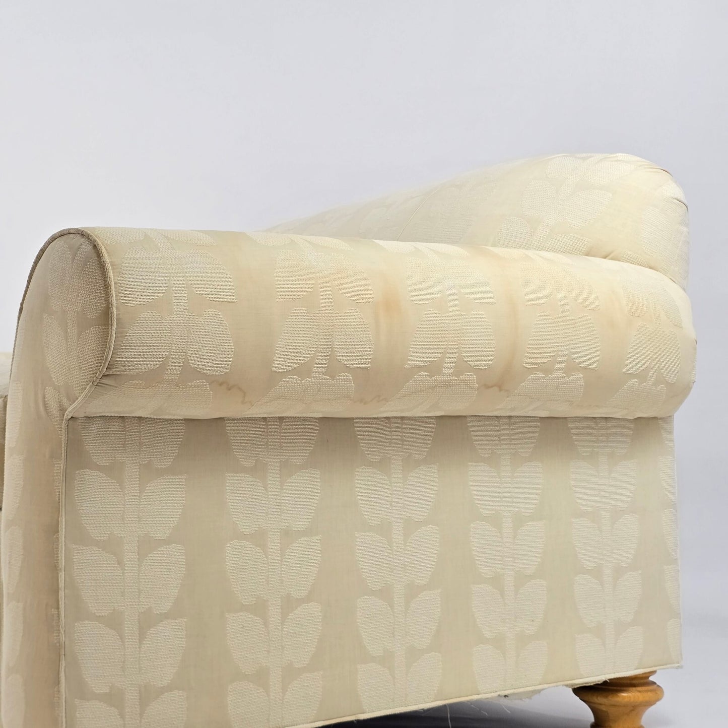 Kravet Luxury Custom Upholstered Sofa - Cream Botanical Print (87")