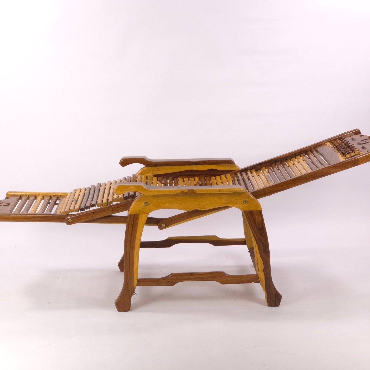Andre Arbus Style Reclining Chaise Lounge Chair - Carved Hardwood Accent Chair