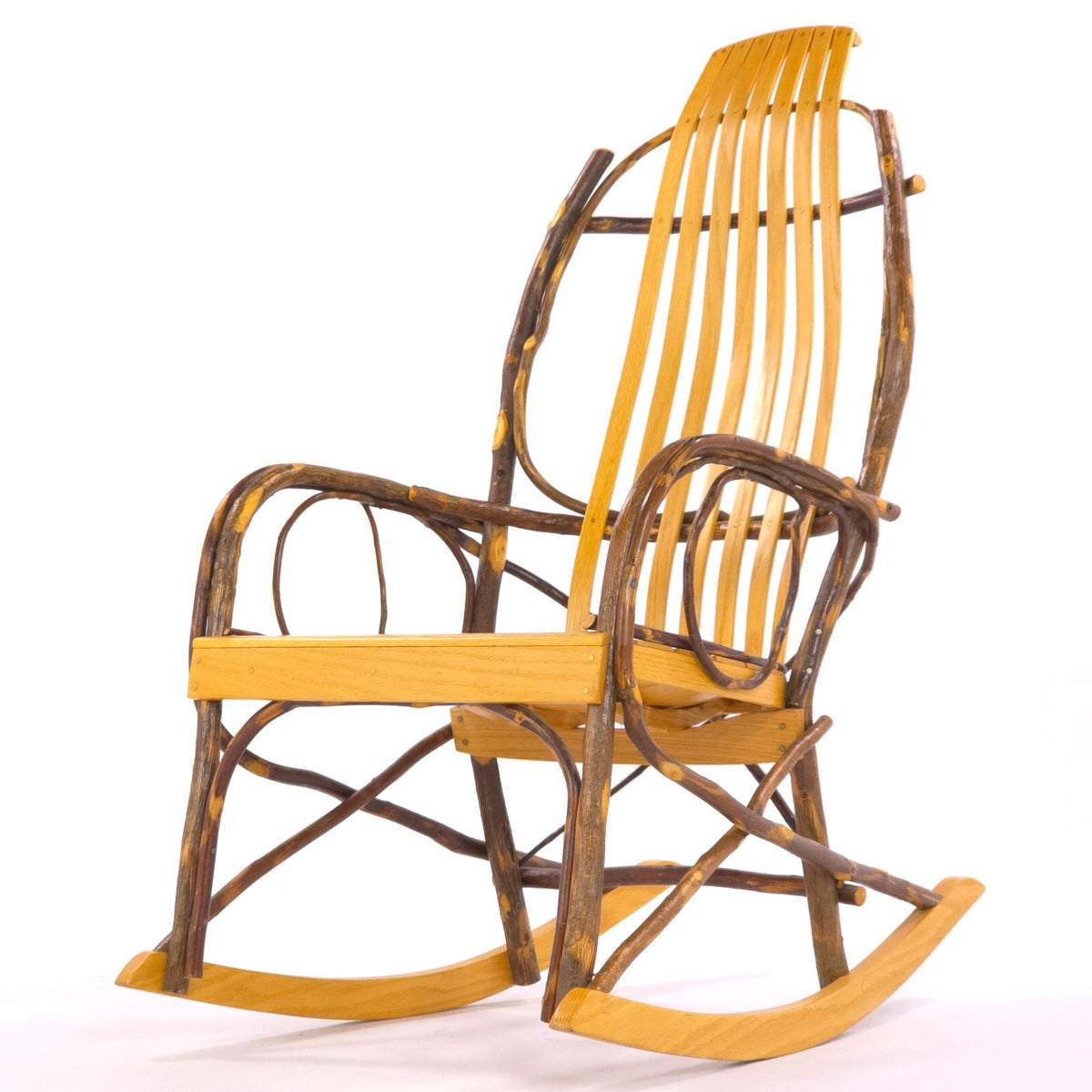 Roman M. Troyer Signed Amish Hickory Bentwood Rocking Chair 2005