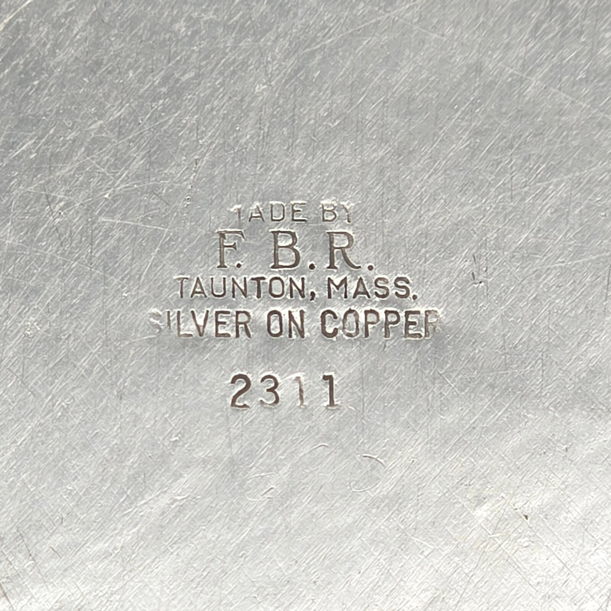 Vintage F.B.R. 2311 Silver on Copper Round Serving Tray Floral 12"