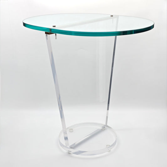 Vintage Aziz Designs Toronto Postmodern Lucite Glass Oval Side Table 1980s