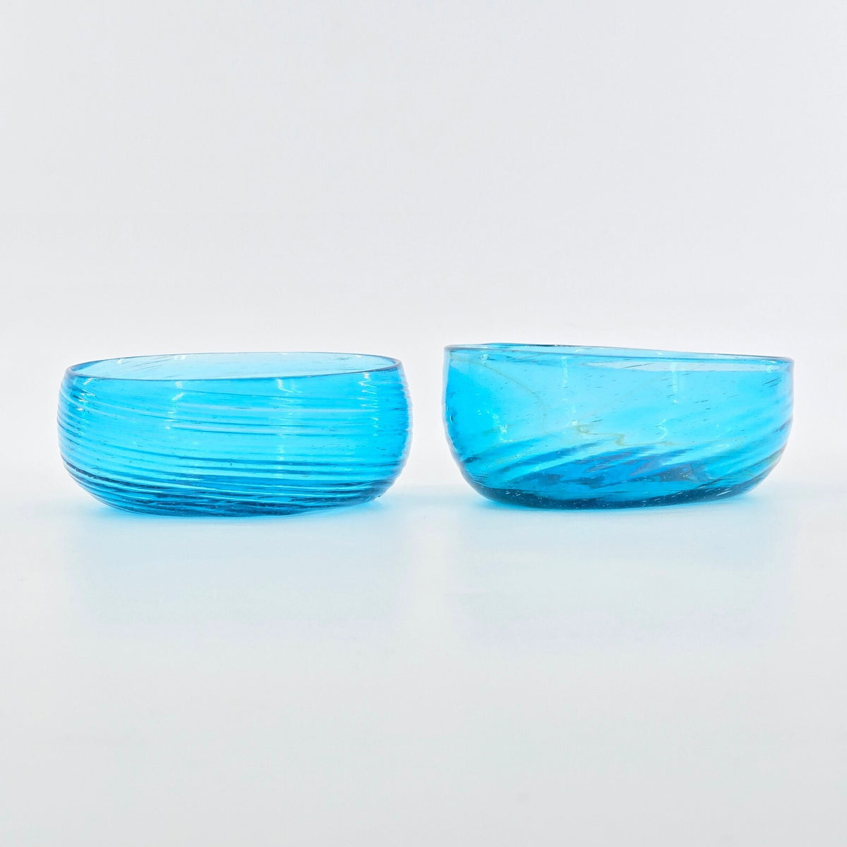 Vintage Mexican Blue Swirl Glass Bowls Set of 8 Ávalos Style