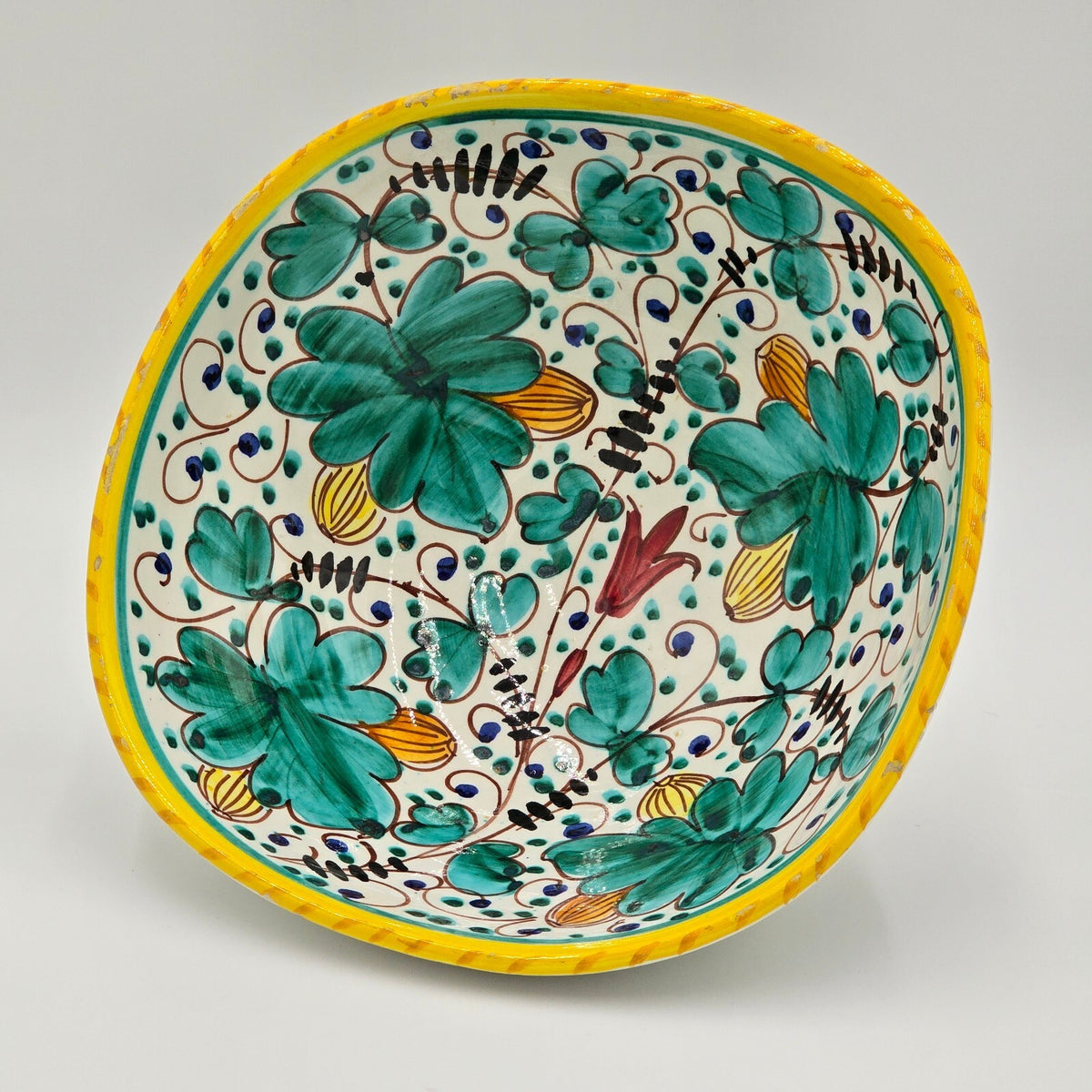 Deruta Hand-Painted Italian Ceramic Serving Bowl