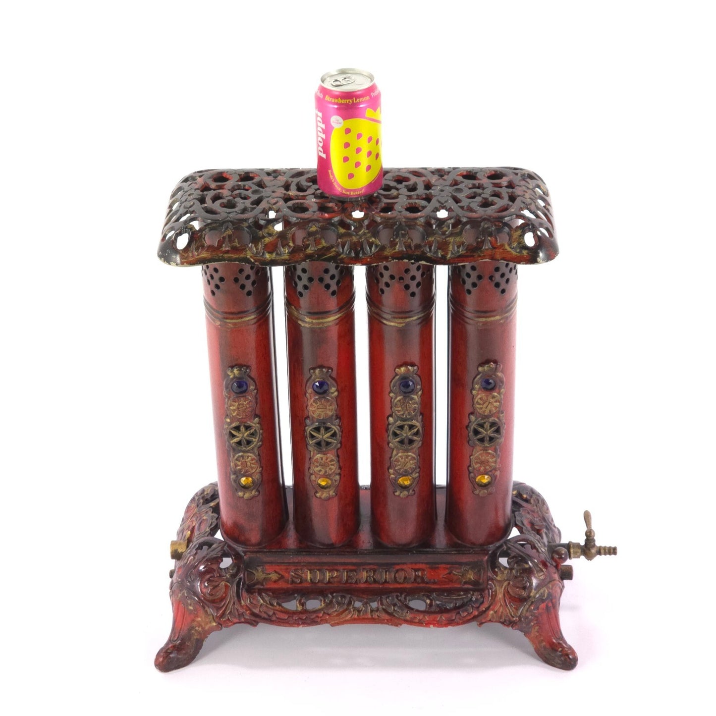 Antique Victorian Style "Superior" Jeweled Gas Parlor Stove