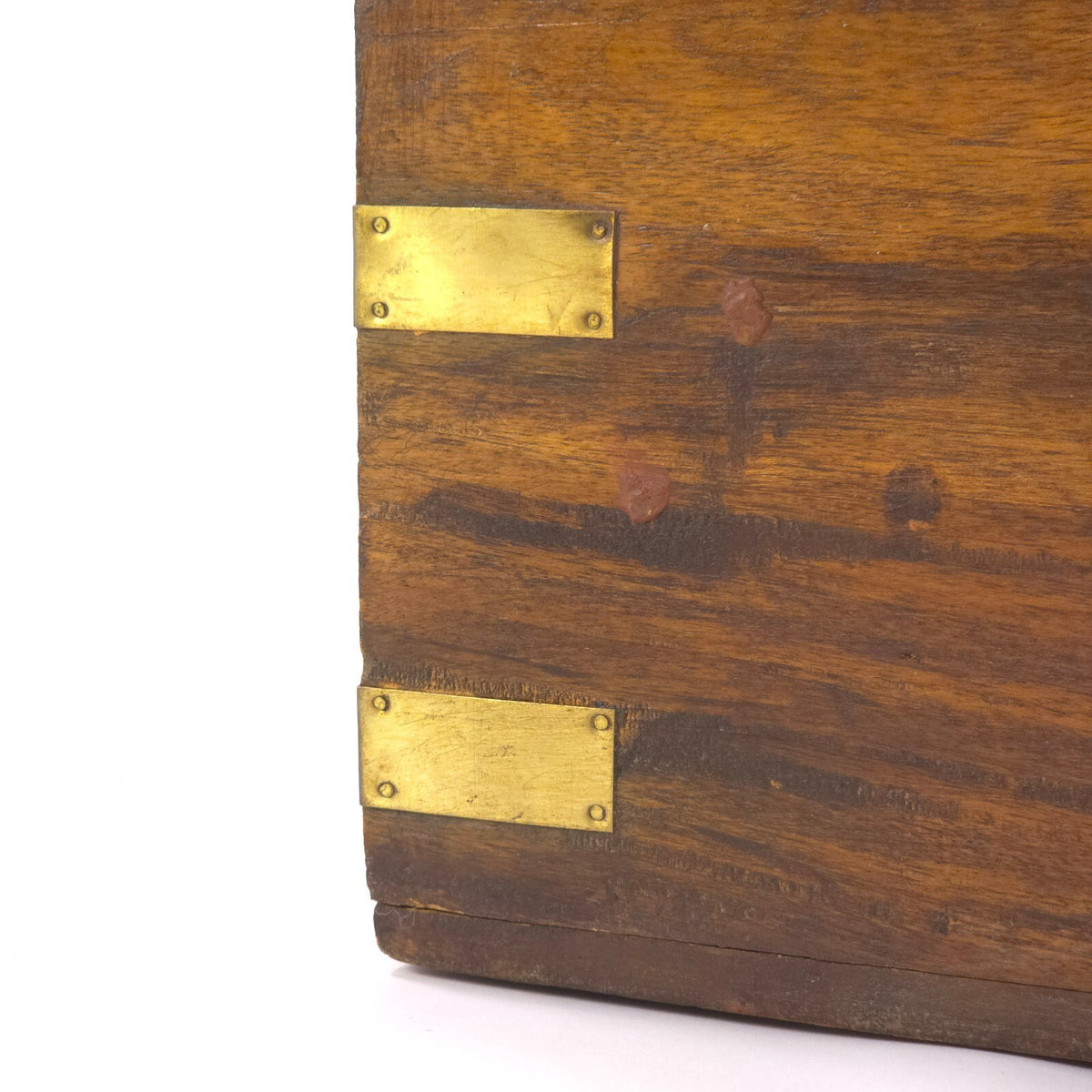 Antique 19th Century Walnut Campaign Chest - Brass Bound Hardwood Storage Box