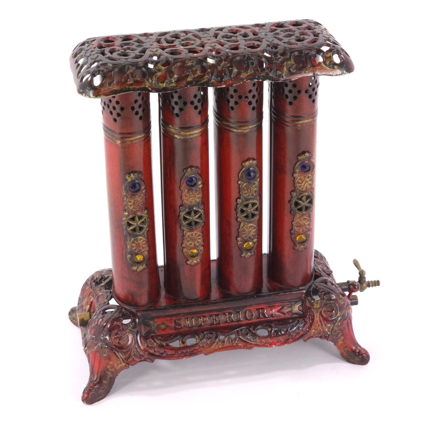 Antique Victorian Style "Superior" Jeweled Gas Parlor Stove