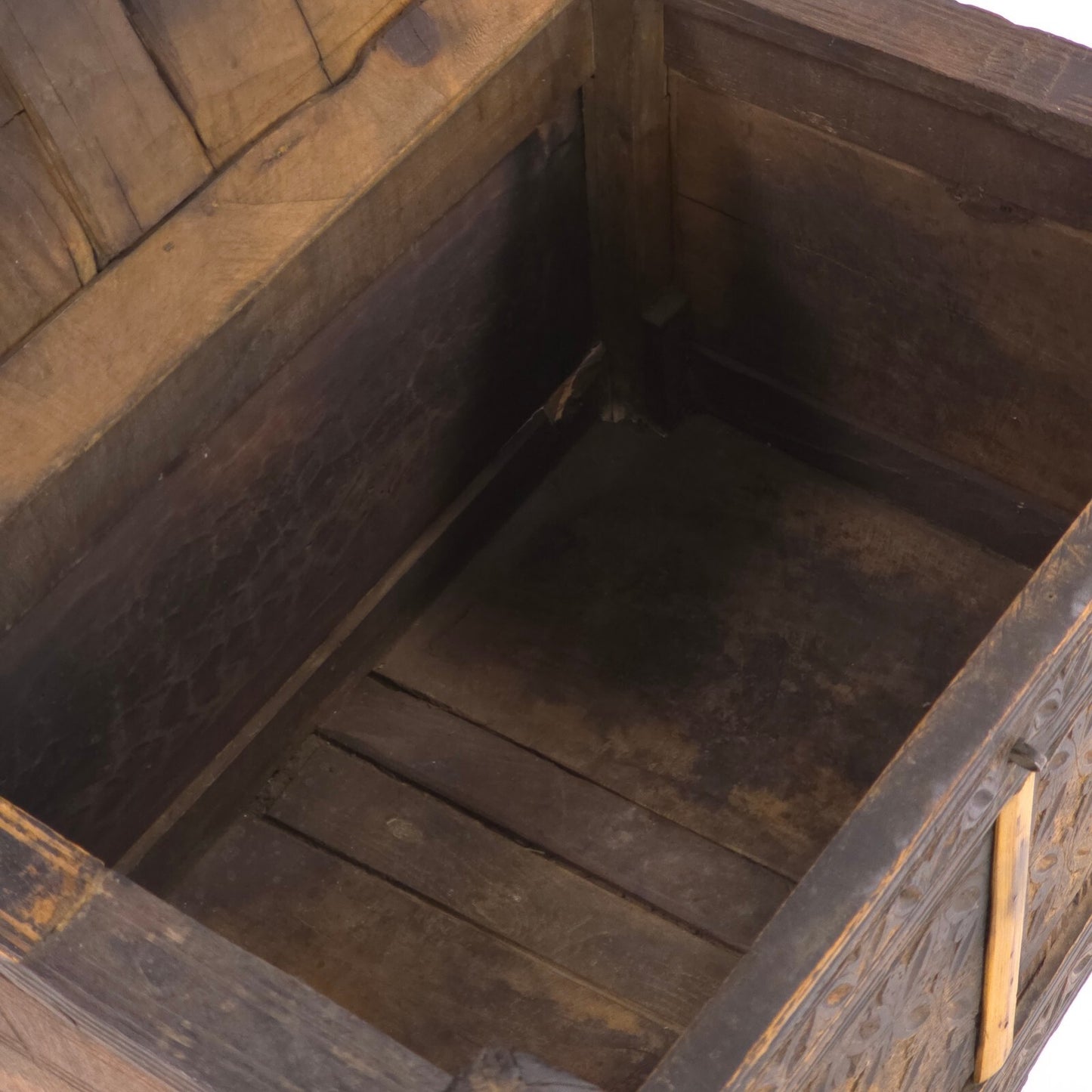 Antique 19th Century Swat Valley Hand-Carved Cedar Dowry Chest/Tribal Box Table