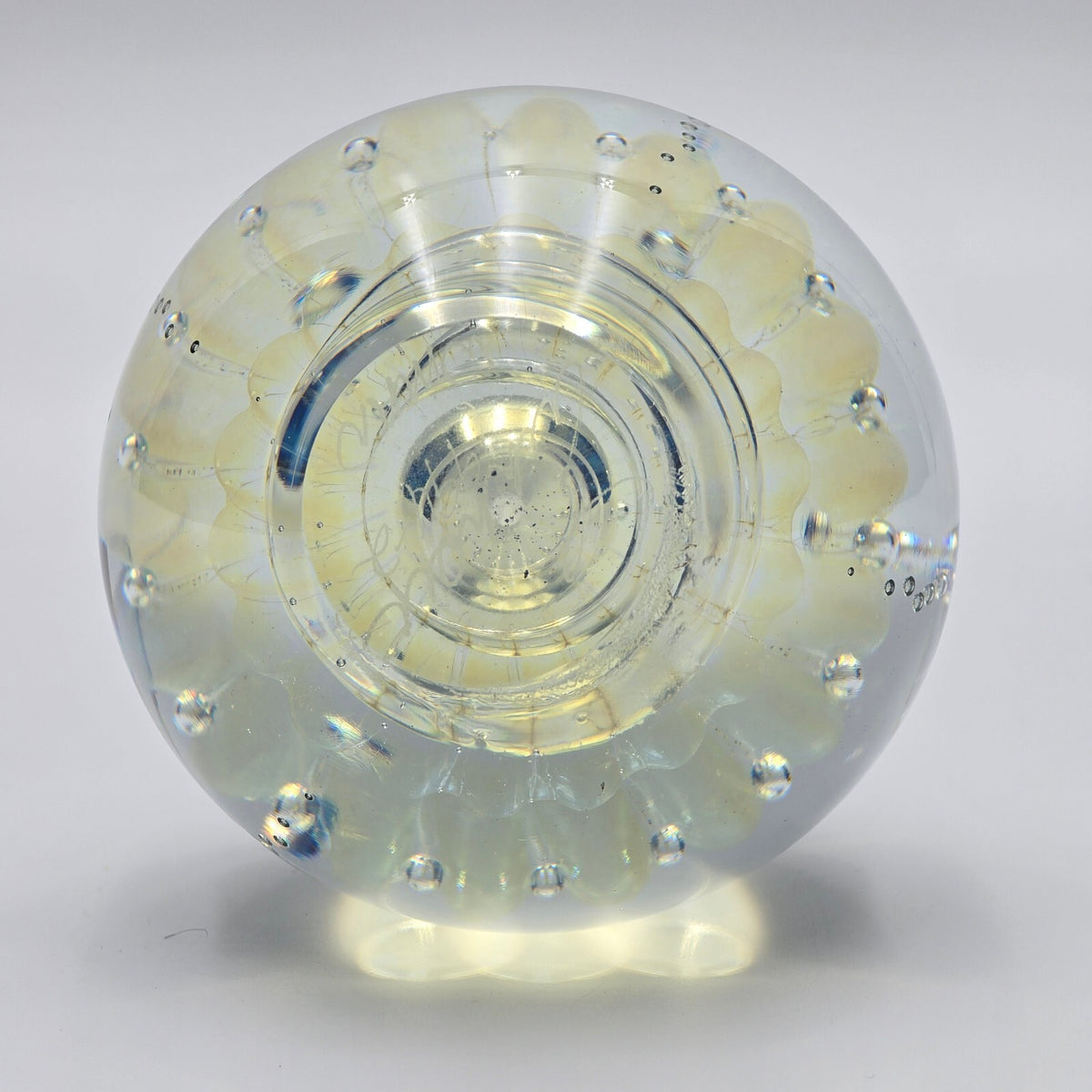 Robert Eickholt 1994 Double Jellyfish Art Glass Paperweight With Stand