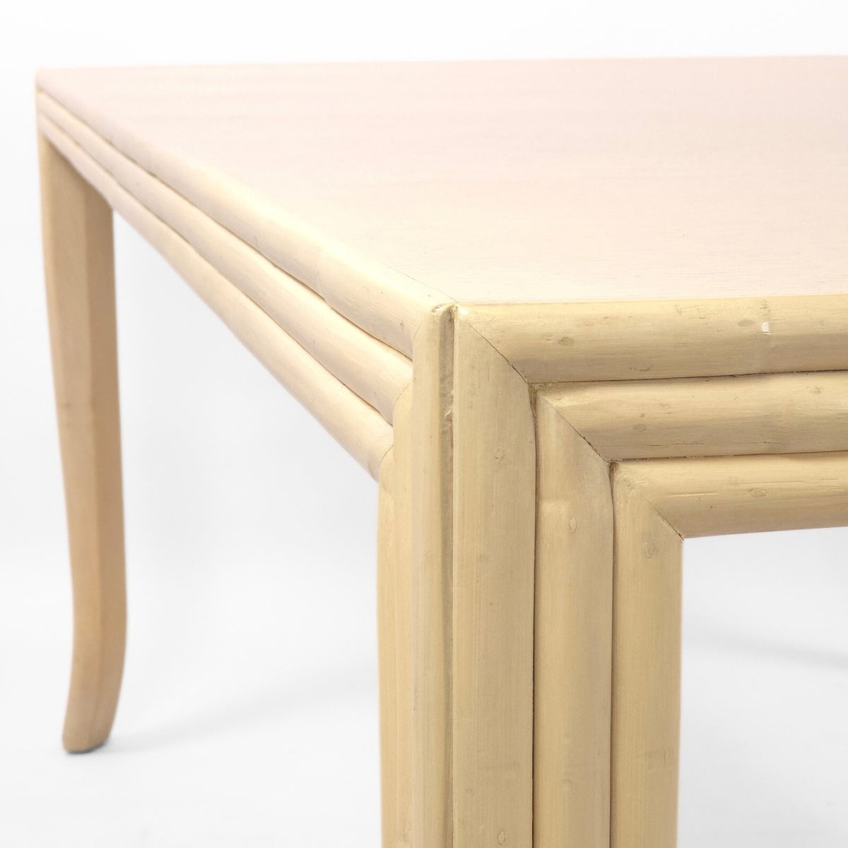 Vintage McGuire San Francisco Cream Wood Dining Table Faux Bamboo 73"