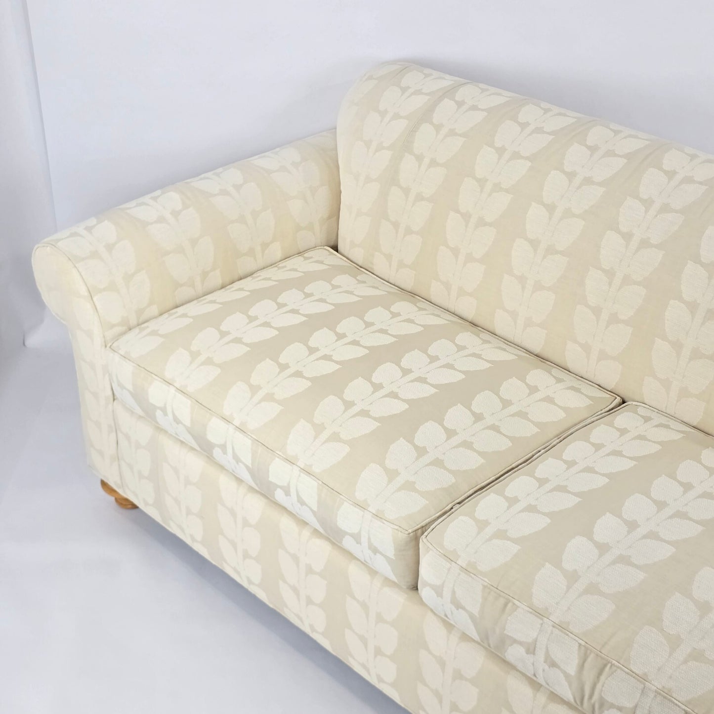 Kravet Luxury Custom Upholstered Sofa - Cream Botanical Print (87")