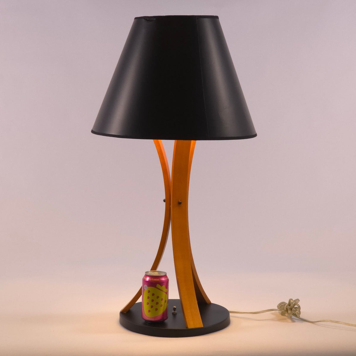 Vintage-Style Bentwood Tripod Table Lamp With Black Shade