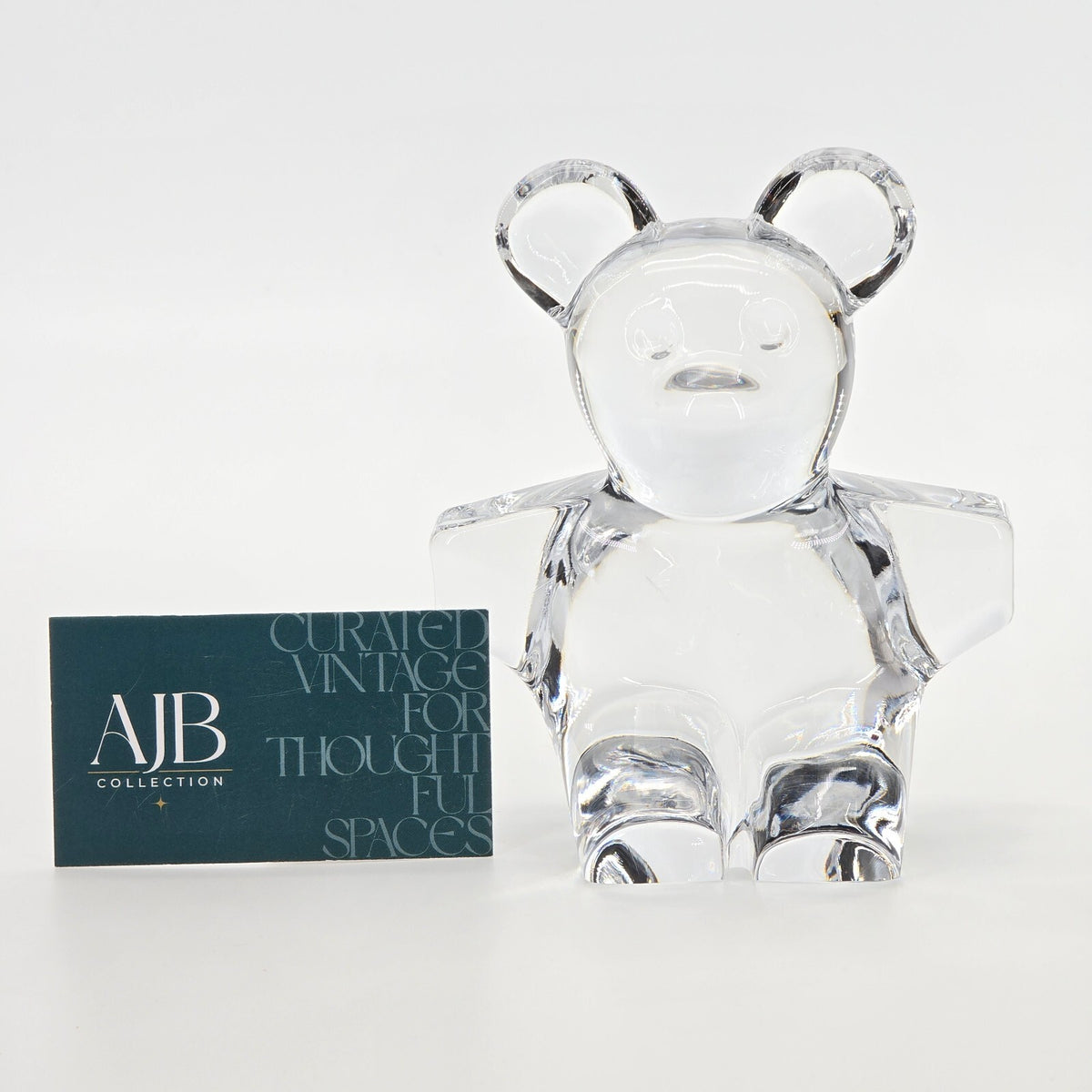 Vintage Daum France Signed Crystal Teddy Bear 5.5" Figurine / Paperweight