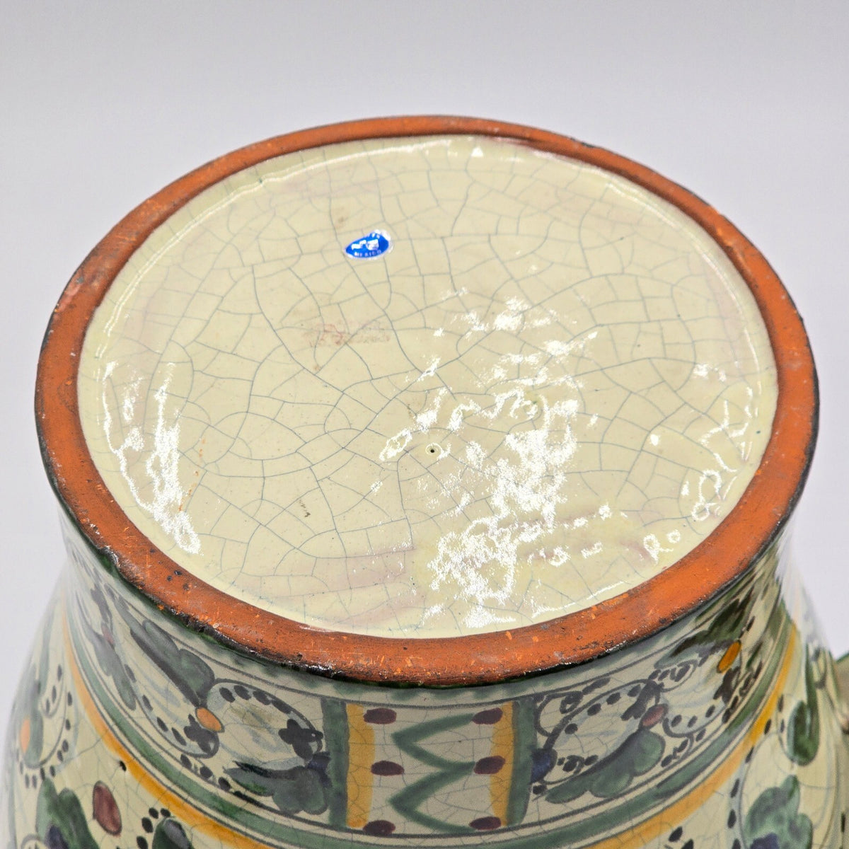 Vintage Mexican Talavera-Style Rooster Lidded Ginger Jar Urn