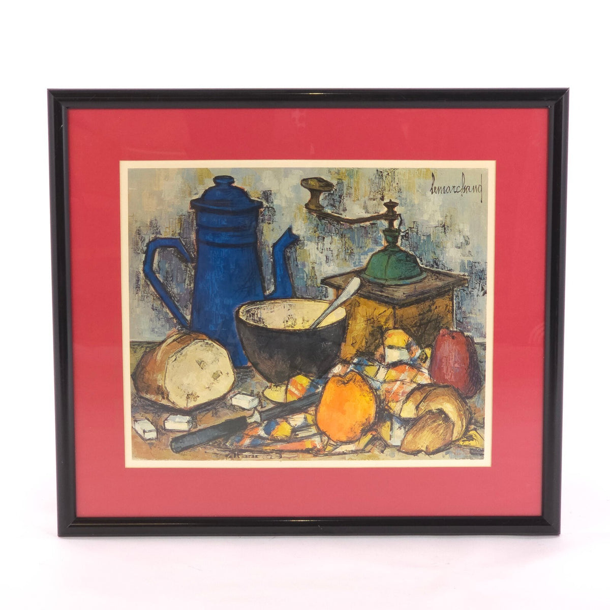 Vintage 1970 Lemarchand French Lithograph Framed Mid Century Still Life Art