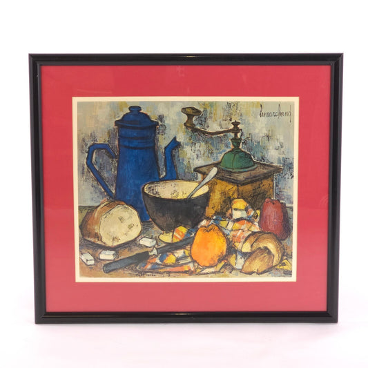 Vintage 1970 Lemarchand French Lithograph Framed Mid Century Still Life Art