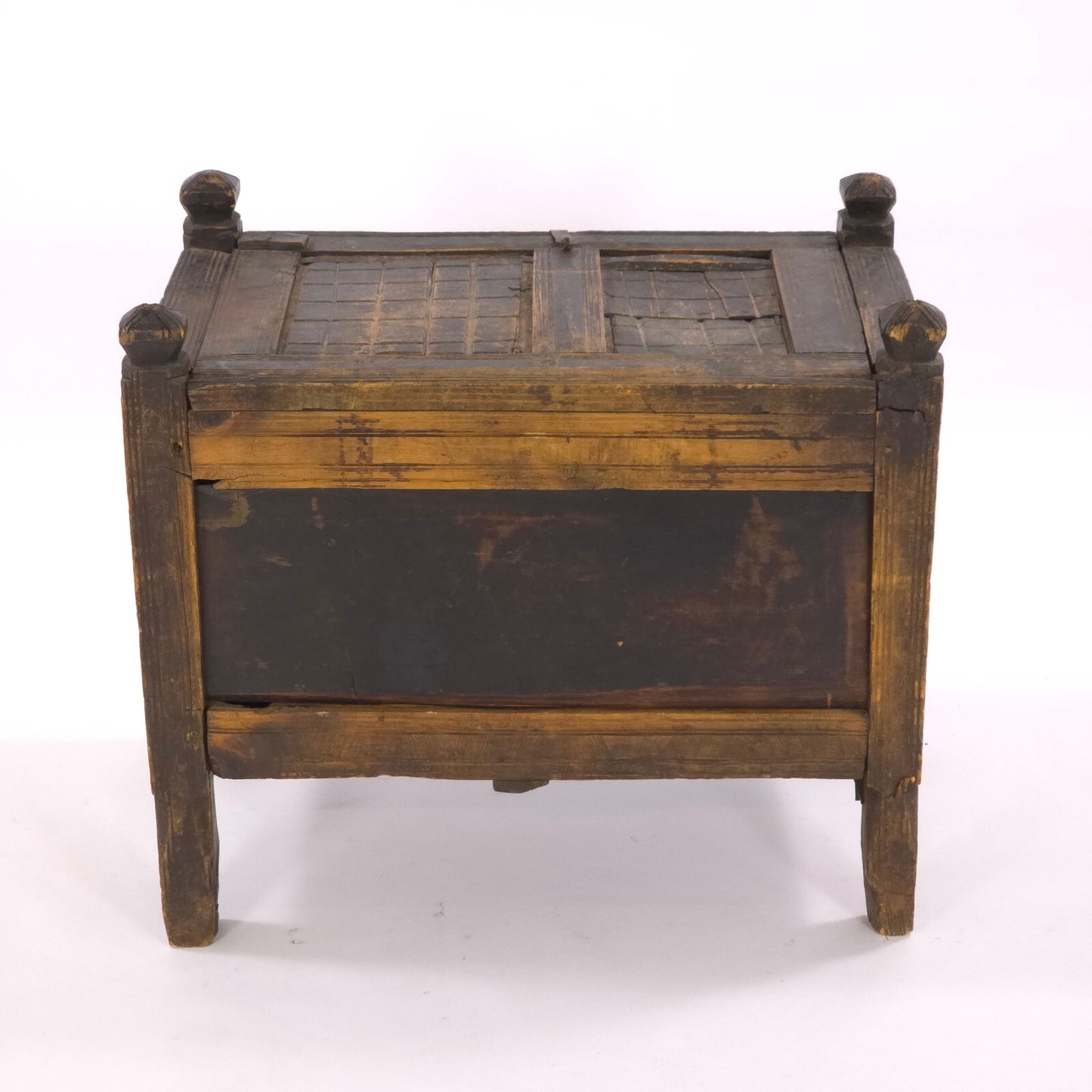 Antique 19th Century Swat Valley Hand-Carved Cedar Dowry Chest/Tribal Box Table