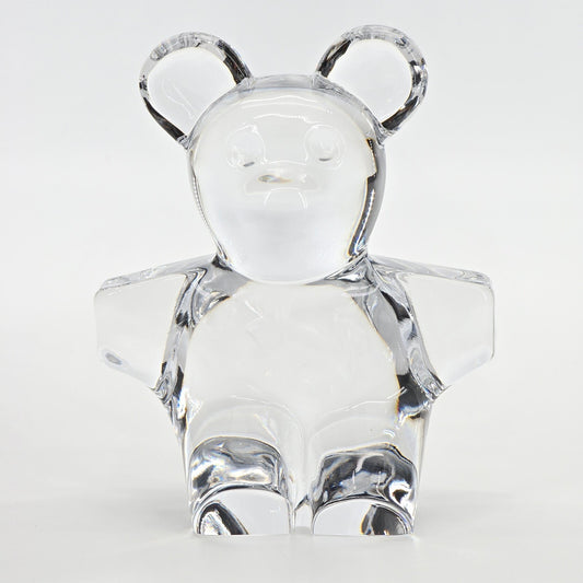 Vintage Daum France Signed Crystal Teddy Bear 5.5" Figurine / Paperweight