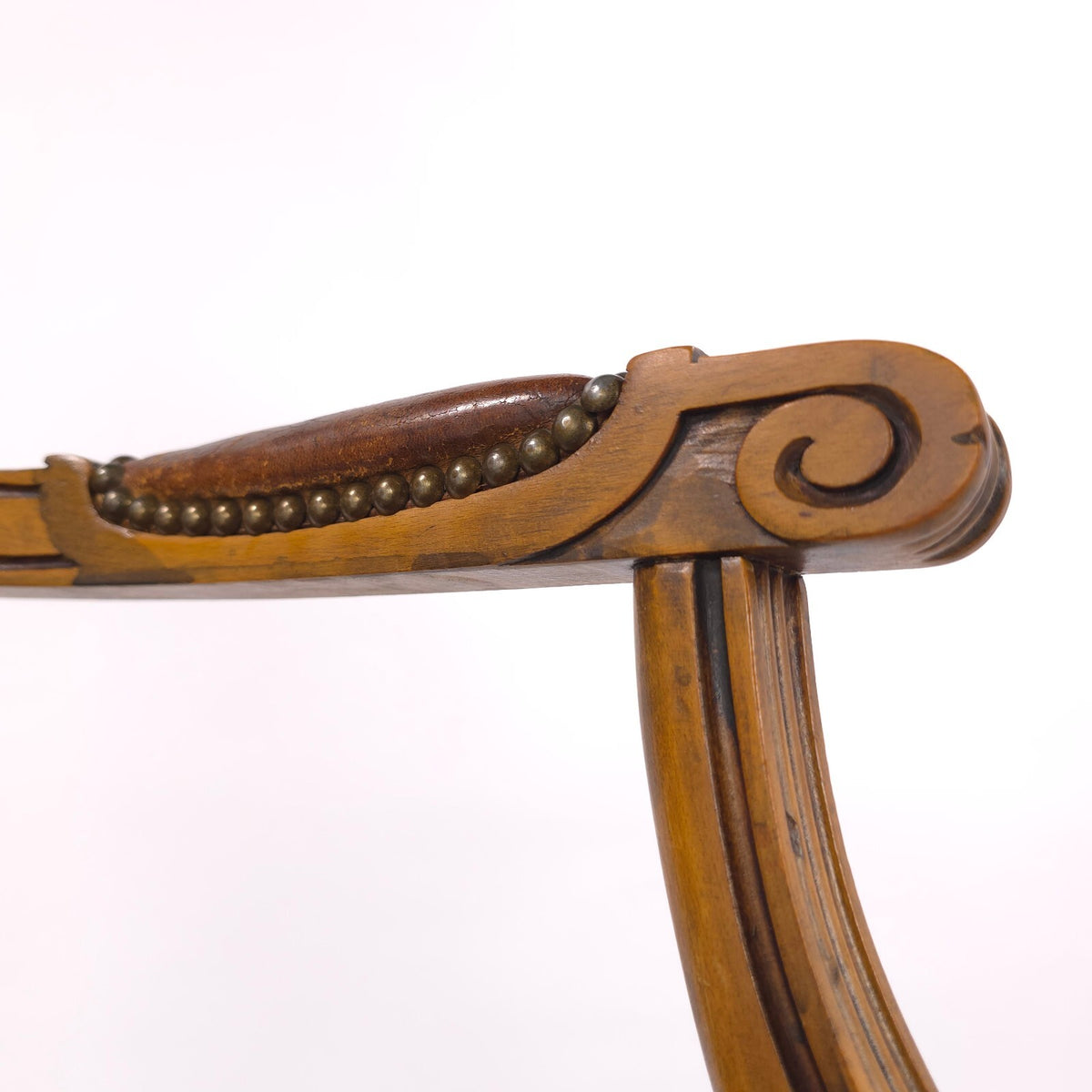 Early 20th Century Louis XVI Revival Leather Fauteuil Armchair
