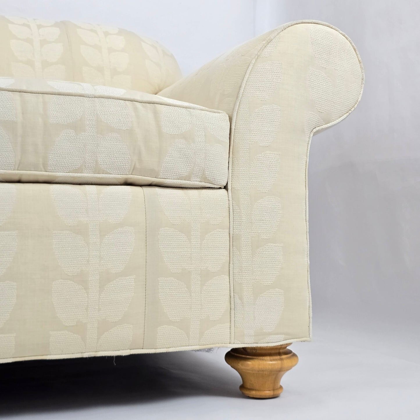 Kravet Luxury Custom Upholstered Sofa - Cream Botanical Print (87")