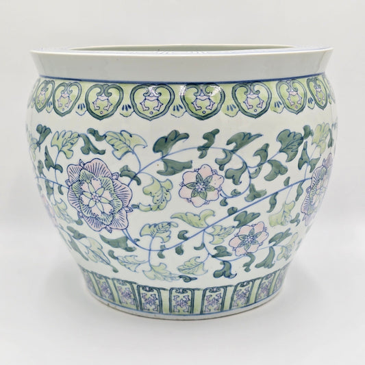 Vintage Chinese Porcelain Lotus Jardiniere Planter