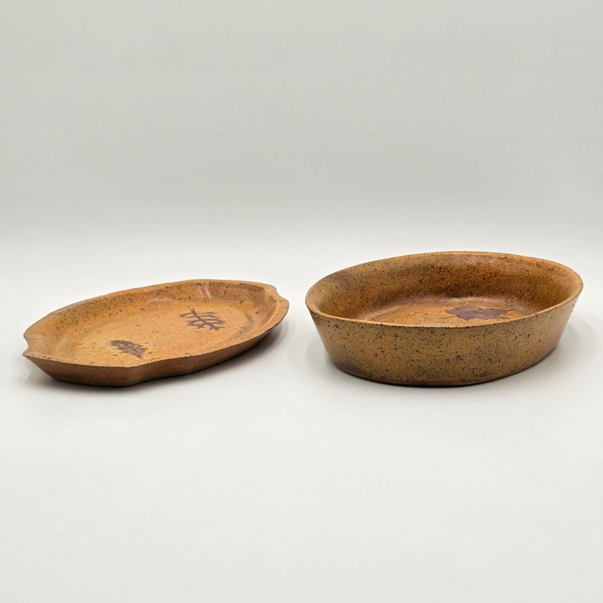 Handcrafted Studio Pottery Serving Pieces Maple Leaves