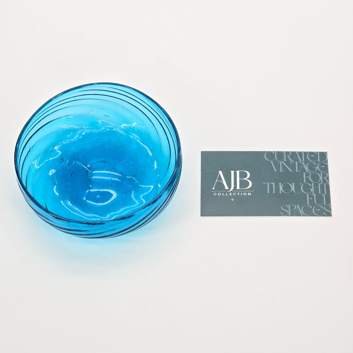 Vintage Mexican Blue Swirl Glass Bowls Set of 8 Ávalos Style