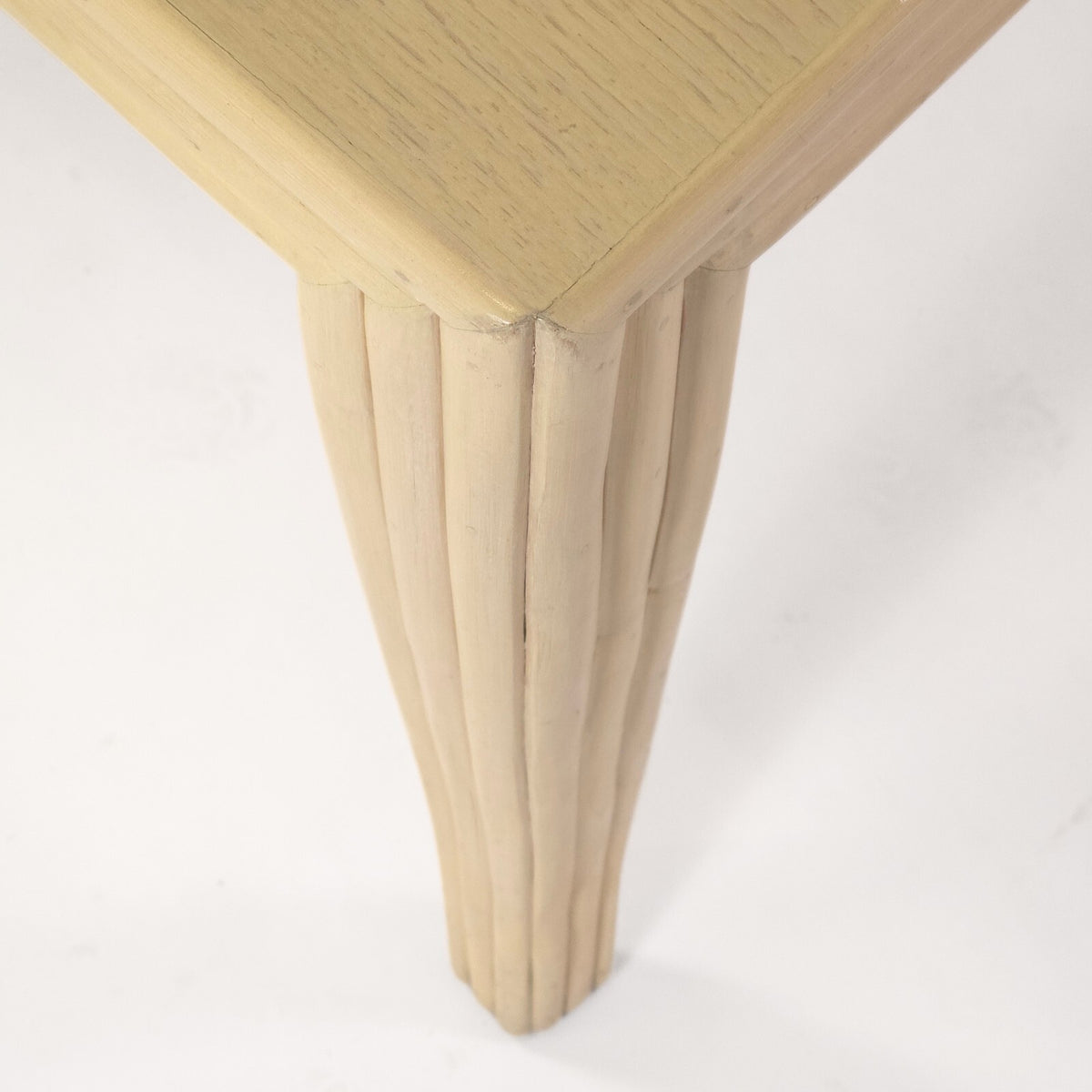 Vintage McGuire San Francisco Cream Wood Dining Table Faux Bamboo 73"