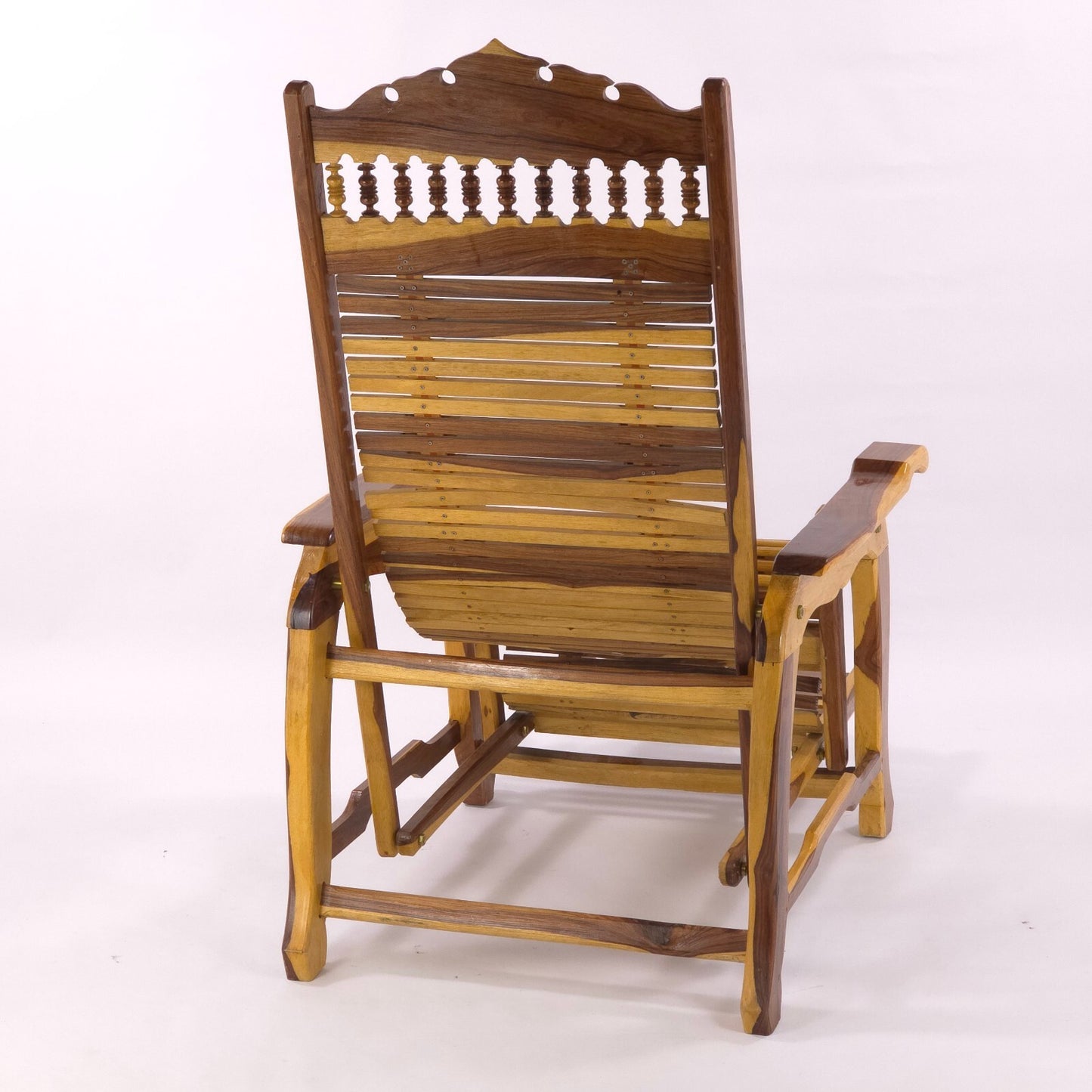 Andre Arbus Style Reclining Chaise Lounge Chair - Carved Hardwood Accent Chair