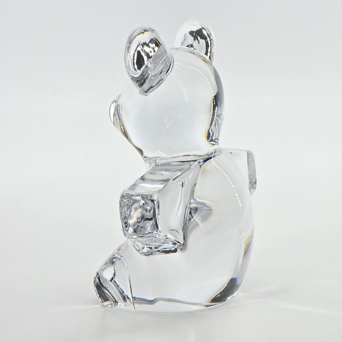 Vintage Daum France Signed Crystal Teddy Bear 5.5" Figurine / Paperweight