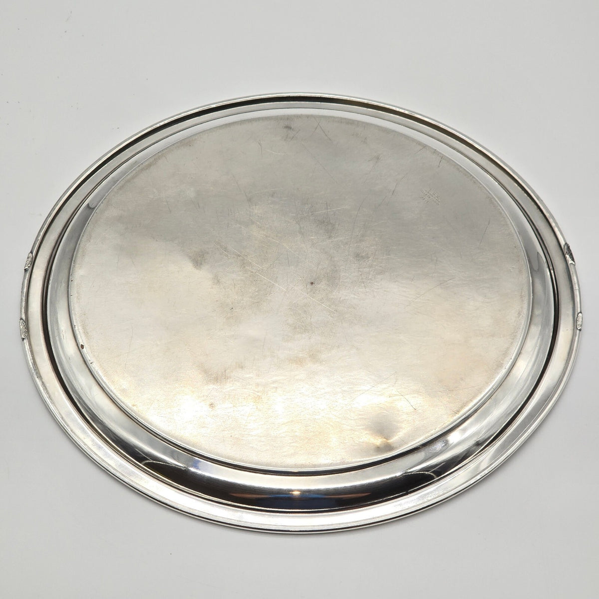 Vintage F.B.R. 2311 Silver on Copper Round Serving Tray Floral 12"