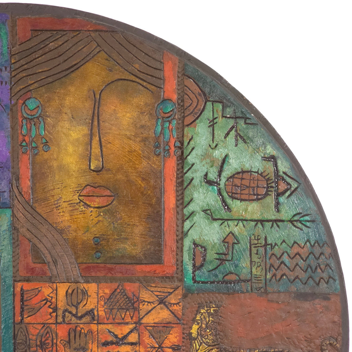 Dr. Eyad Al-Masri Monumental 39" Carved Wood Mixed Media Painting (2006)