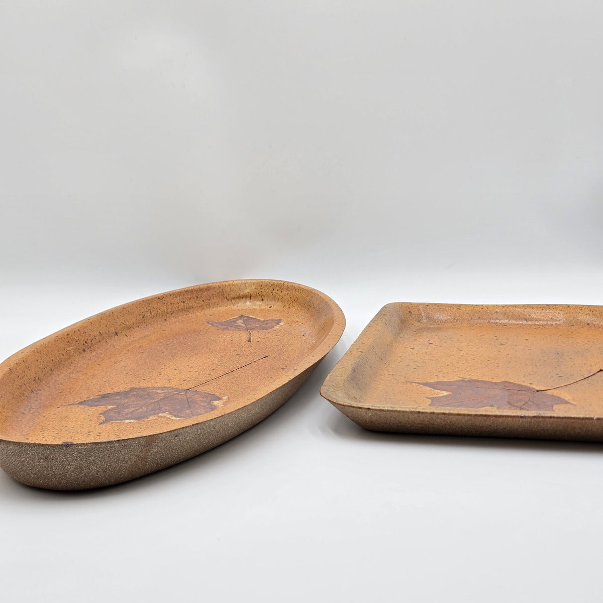 Handcrafted Studio Pottery Serving Pieces Maple Leaves