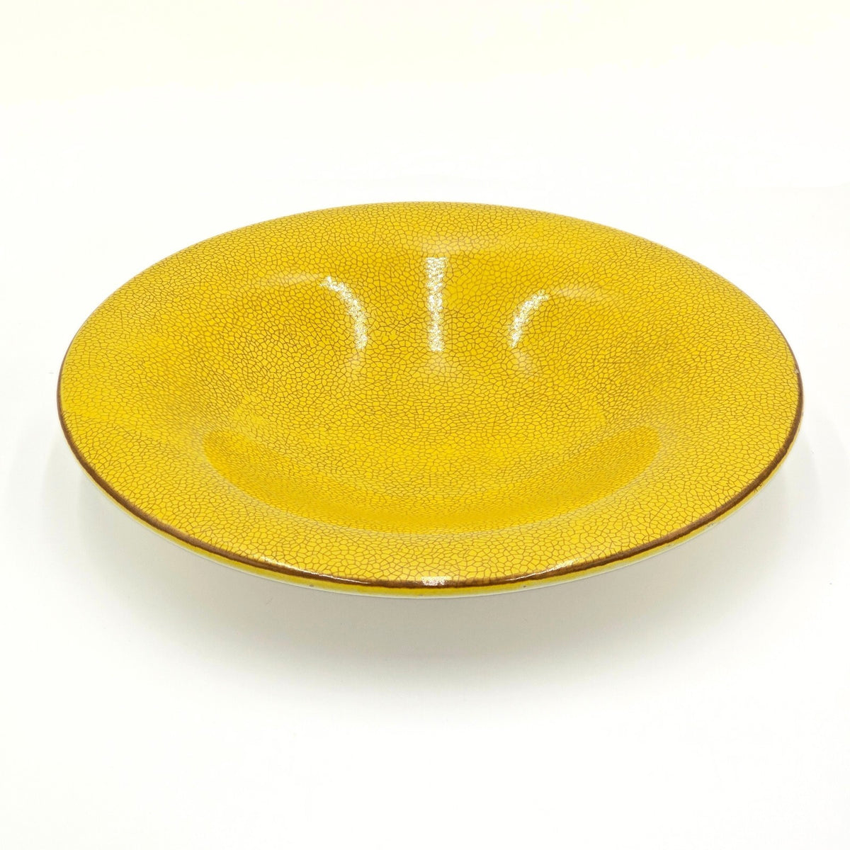 Vintage Rosenthal Keramik Yellow Crackle Glaze Serving Bowl Art Deco Germany