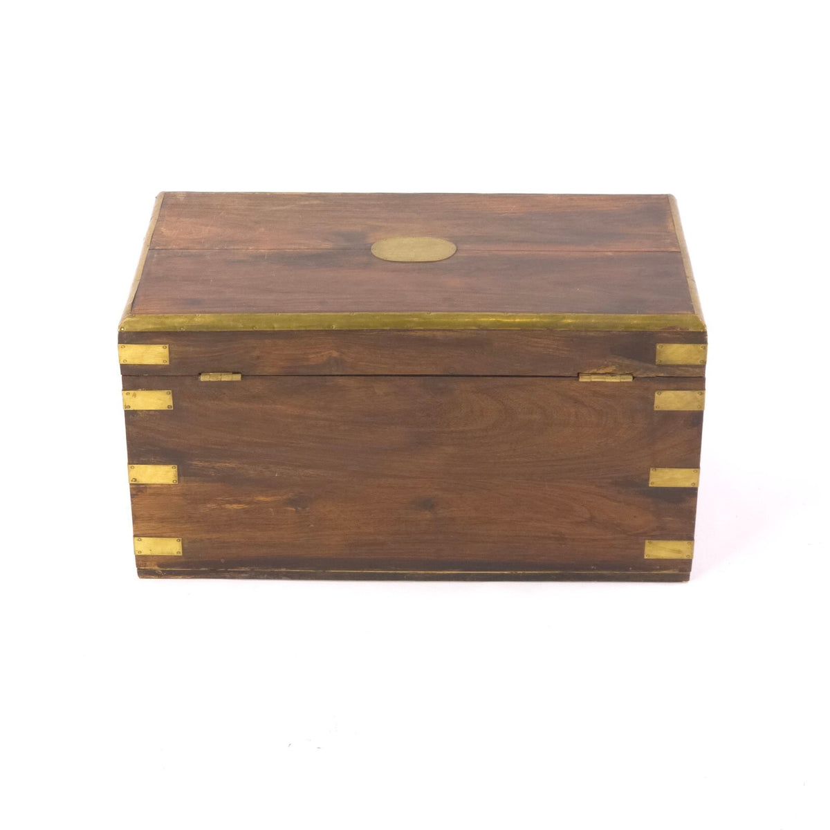 Antique 19th Century Walnut Campaign Chest - Brass Bound Hardwood Storage Box