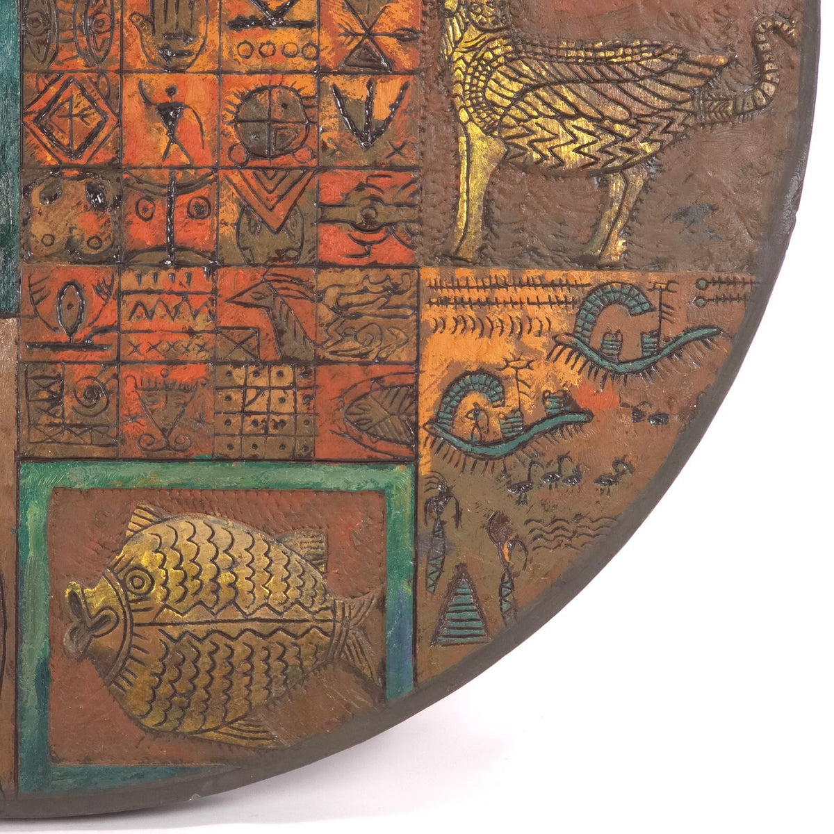 Dr. Eyad Al-Masri Monumental 39" Carved Wood Mixed Media Painting (2006)