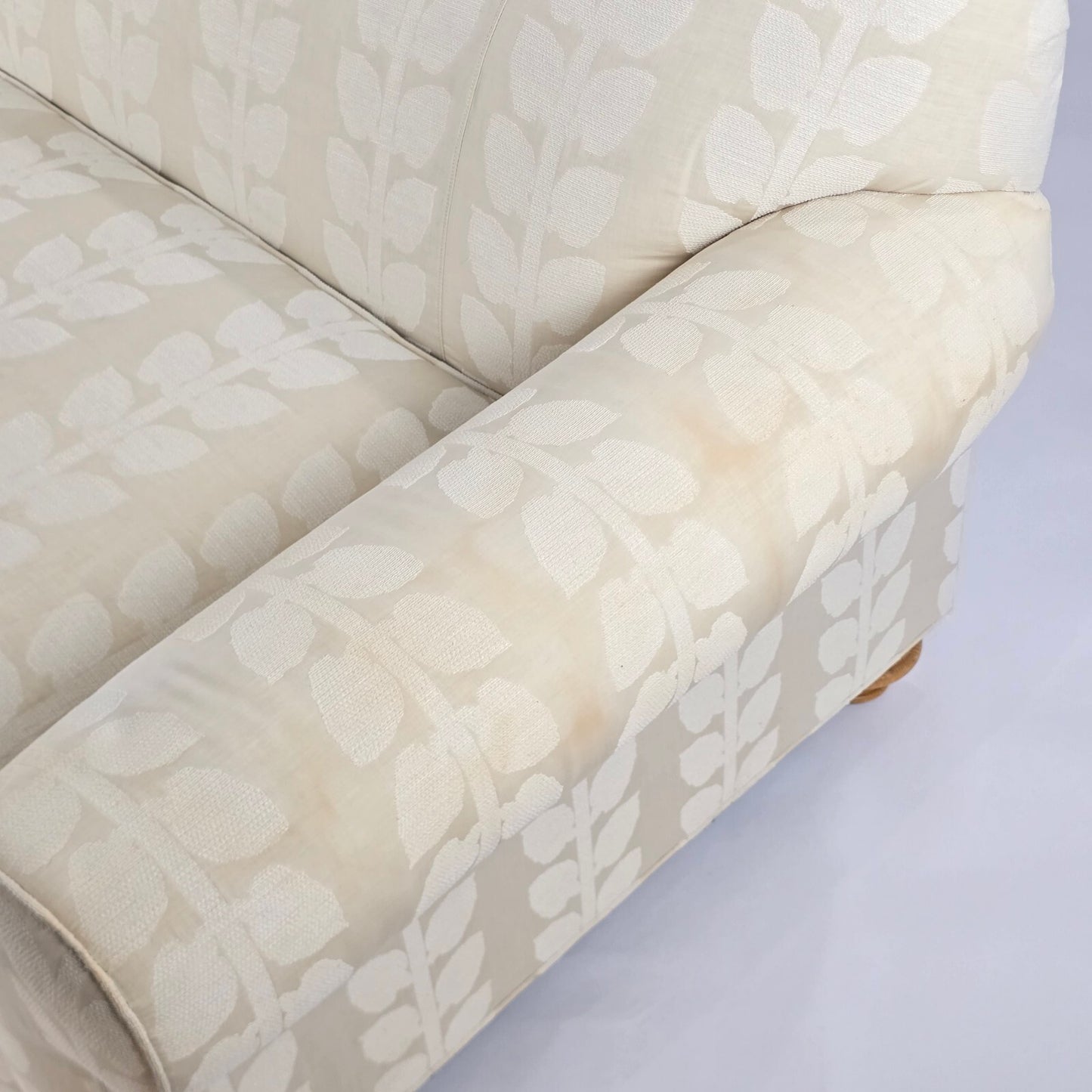 Kravet Luxury Custom Upholstered Sofa - Cream Botanical Print (87")
