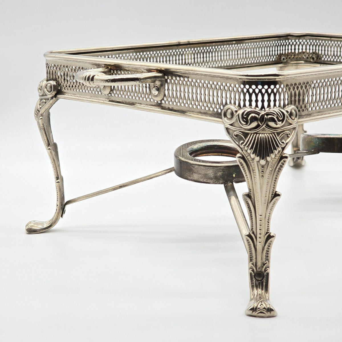 Vintage Silverplate Double Chafing Dish Buffet Warmer Stand Incomplete 18"