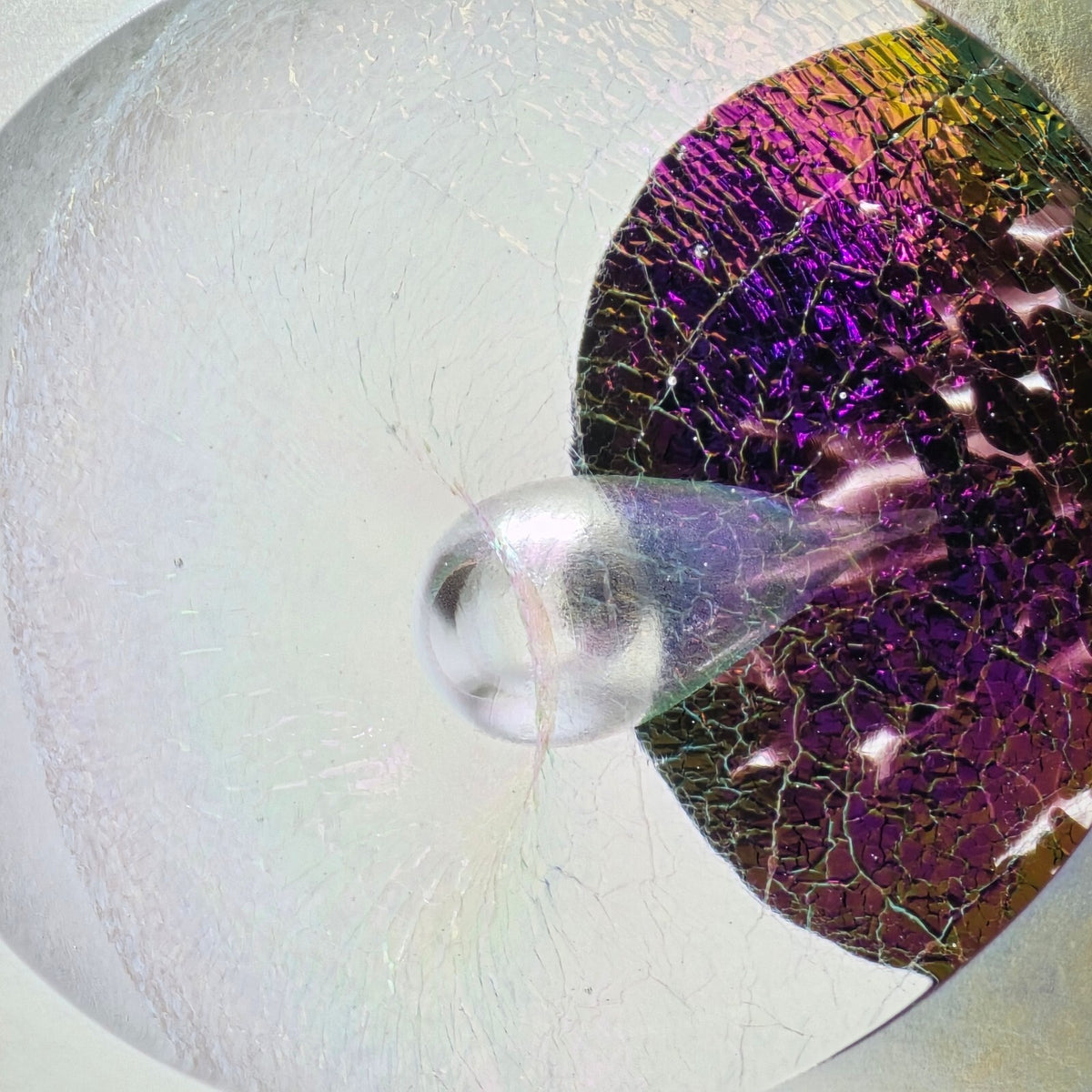 Robert Eickholt 1994 Dichroic Veil Fountain Paperweight With Stand