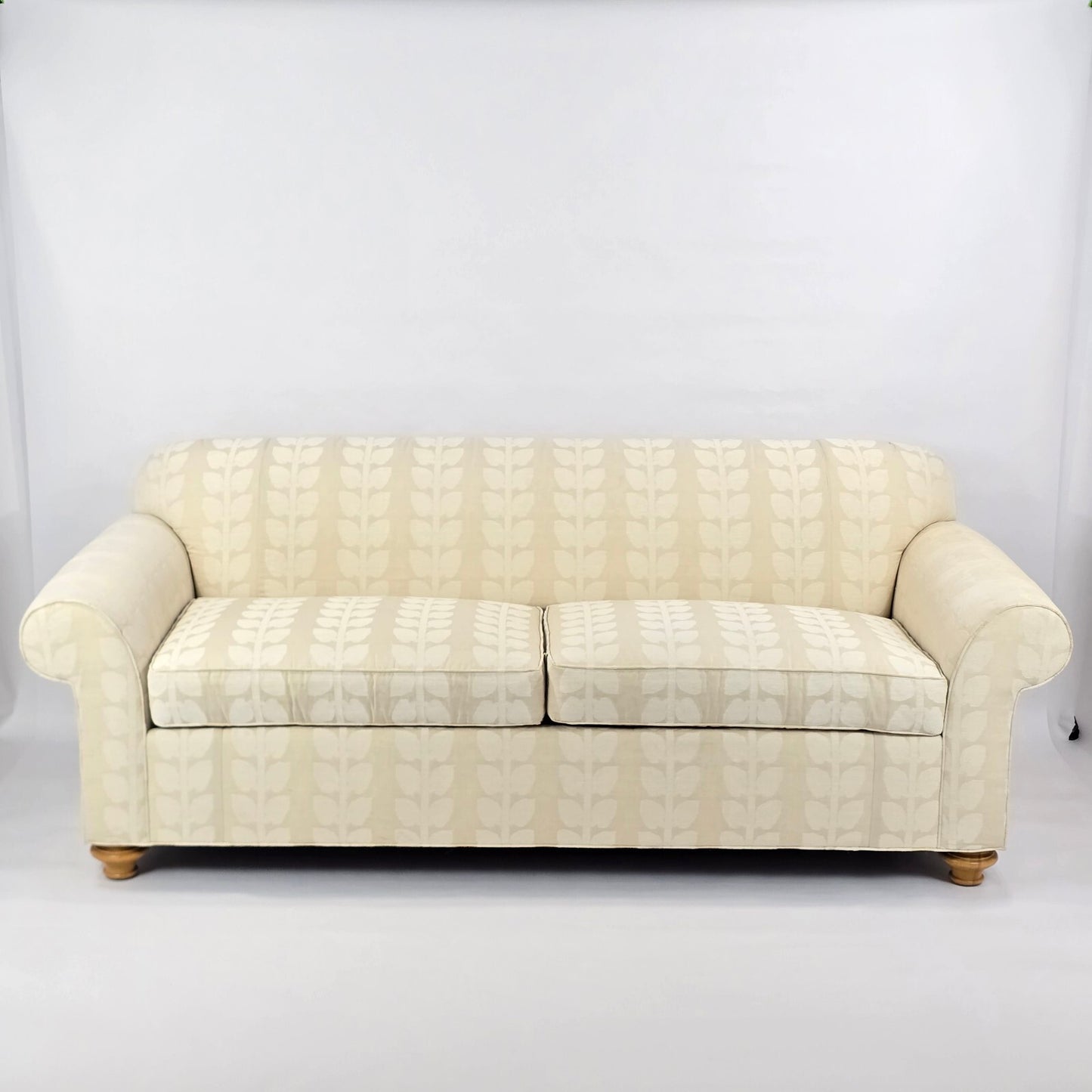 Kravet Luxury Custom Upholstered Sofa - Cream Botanical Print (87")