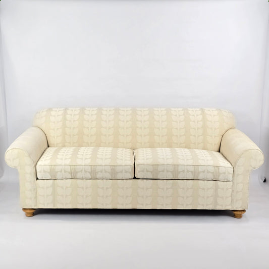 Kravet Luxury Custom Upholstered Sofa - Cream Botanical Print (87")