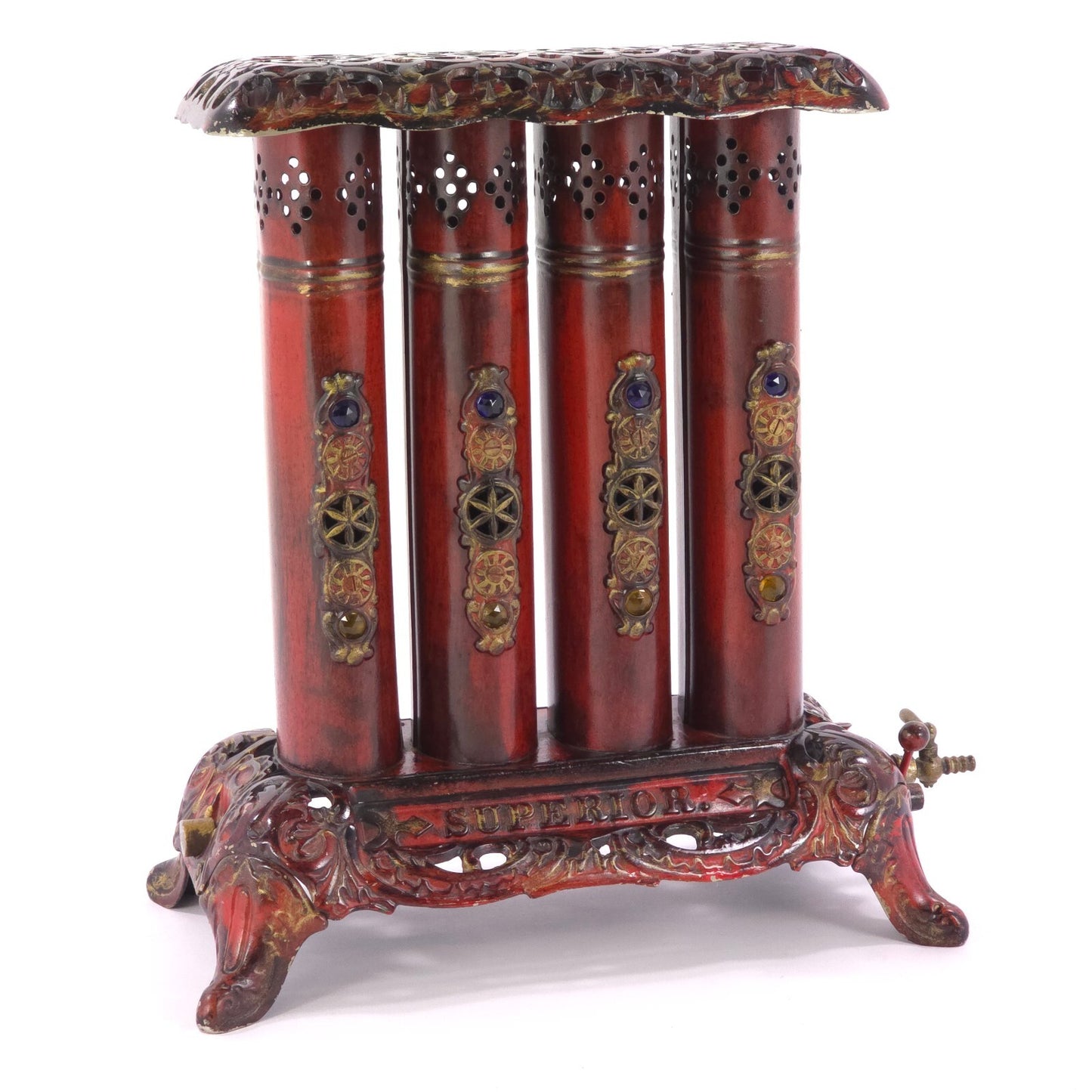 Antique Victorian Style "Superior" Jeweled Gas Parlor Stove