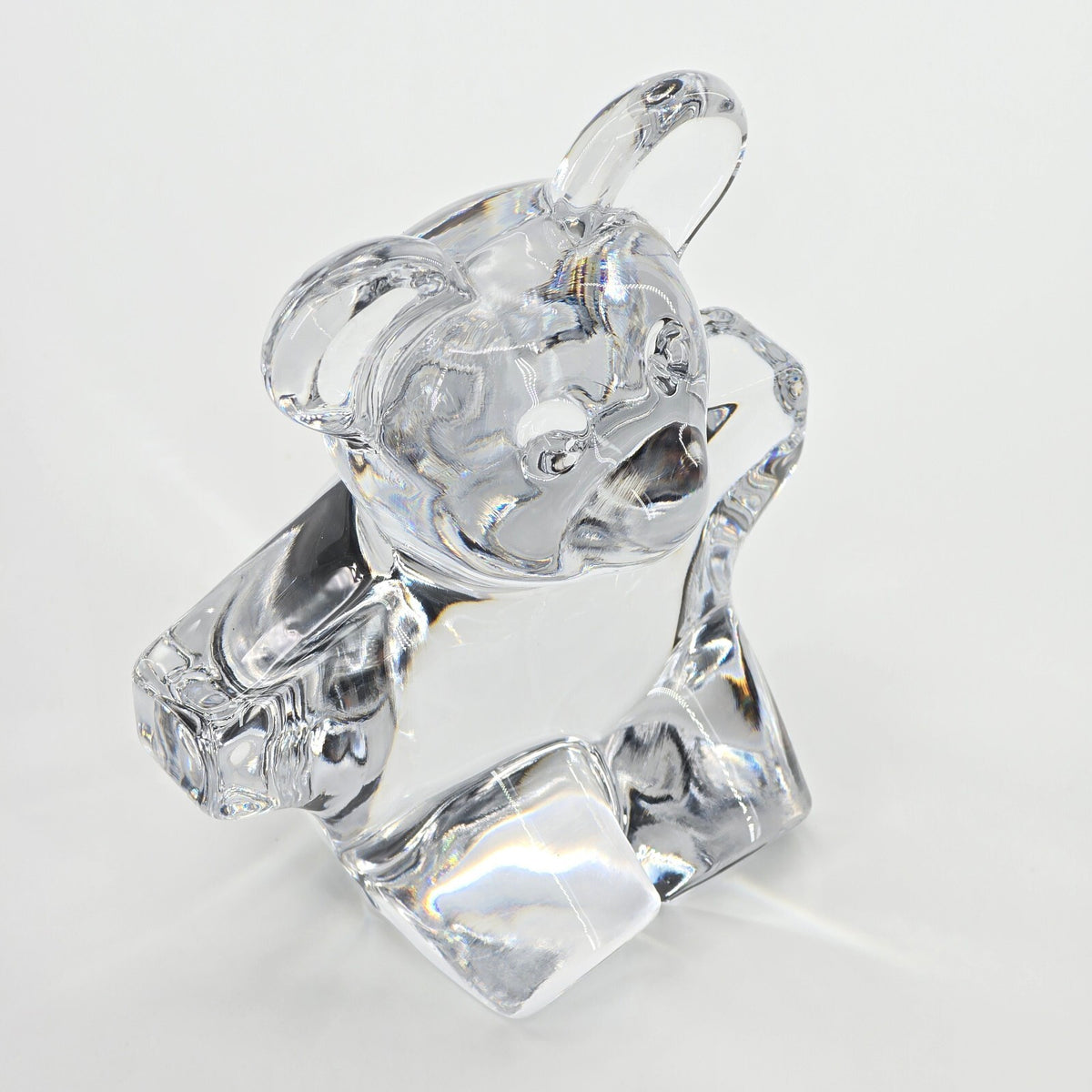 Vintage Daum France Signed Crystal Teddy Bear 5.5" Figurine / Paperweight