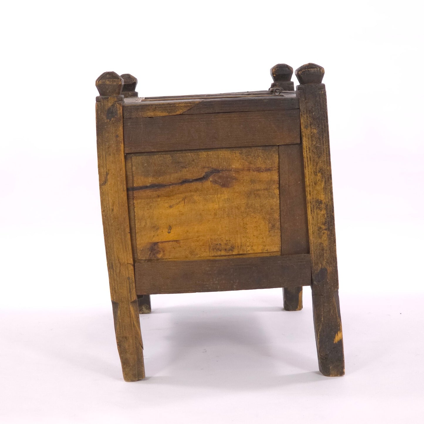 Antique 19th Century Swat Valley Hand-Carved Cedar Dowry Chest/Tribal Box Table