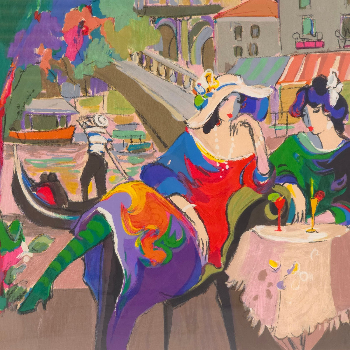 Isaac Maimon City Cafes Venice Signed Serigraph 232/275 Framed COA 1992