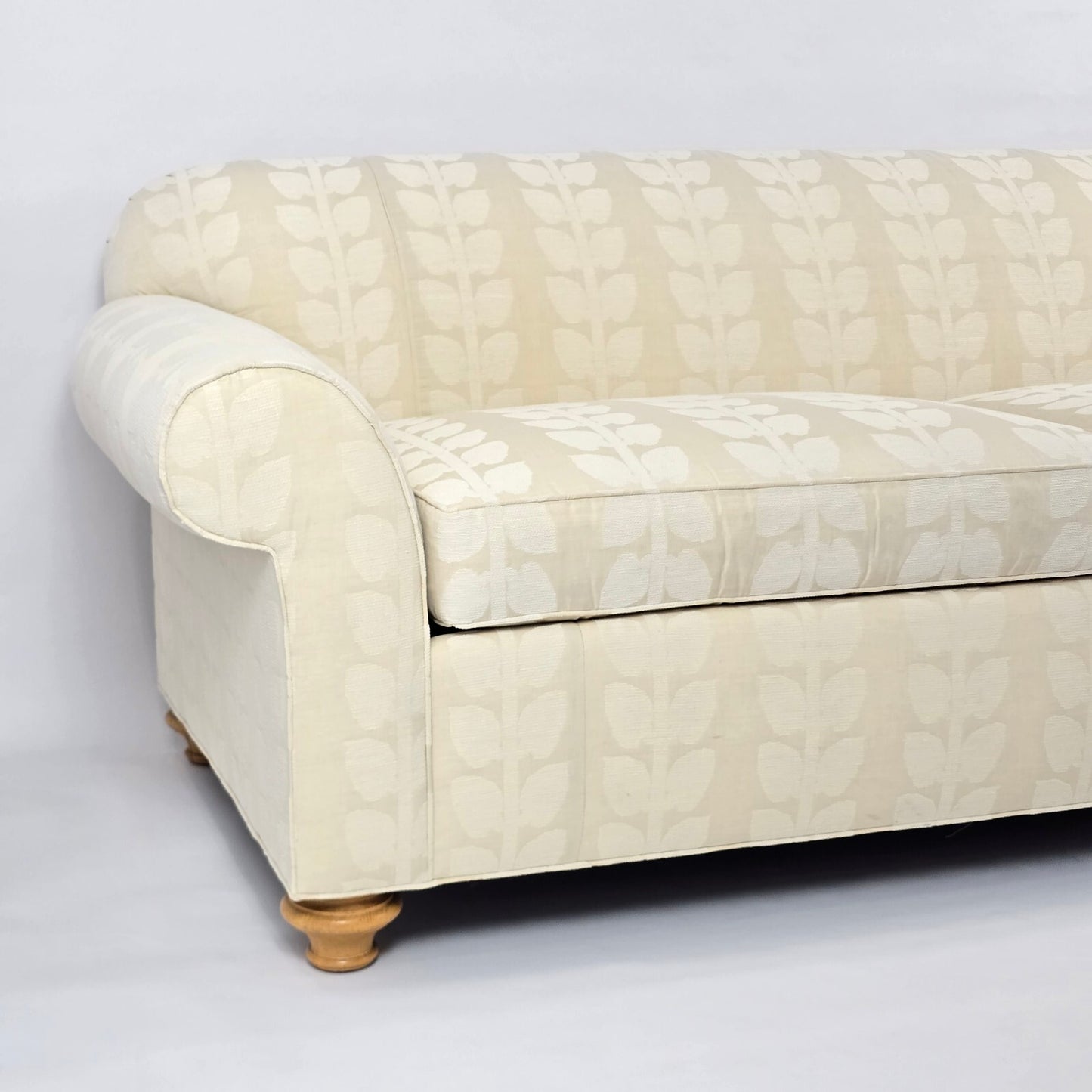 Kravet Luxury Custom Upholstered Sofa - Cream Botanical Print (87")