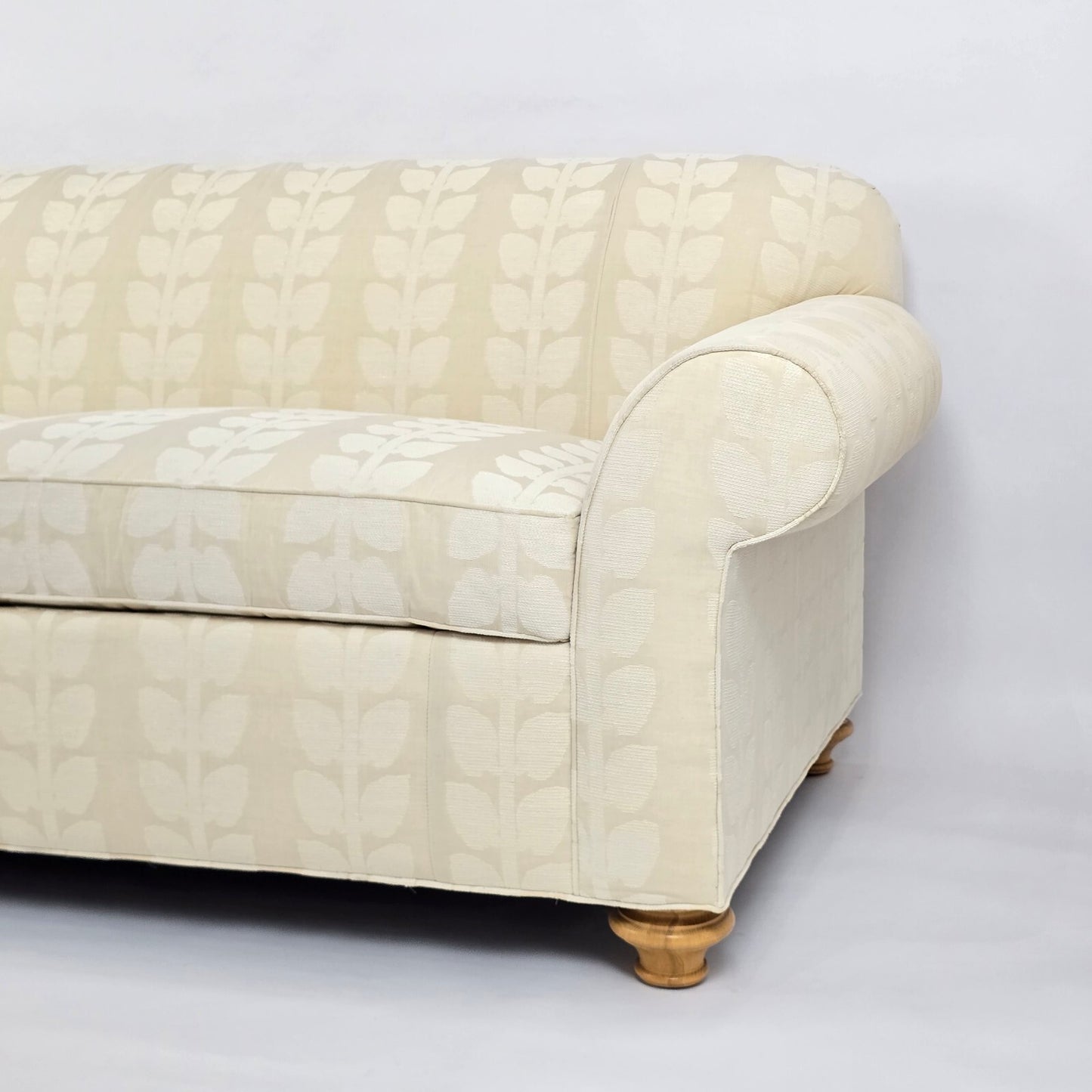 Kravet Luxury Custom Upholstered Sofa - Cream Botanical Print (87")