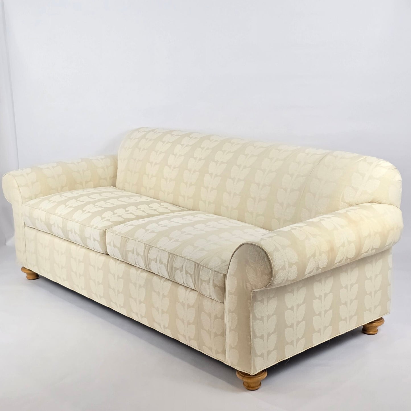Kravet Luxury Custom Upholstered Sofa - Cream Botanical Print (87")